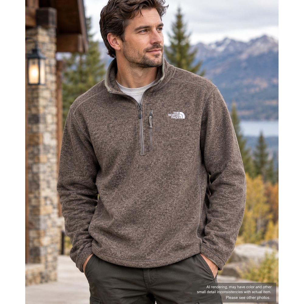 The North Face XXL Gordon Lyons Quarter Zip Fleece Pullover Brown Heather Hiking